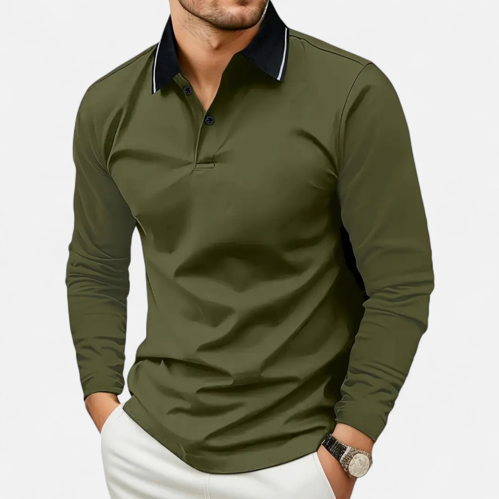 Polo Hombre Algodón Manga Larga Estilo Rugby - Mavetta