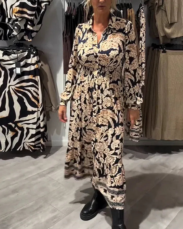 Vestido camisero mujer de tela ligera estilo vintage