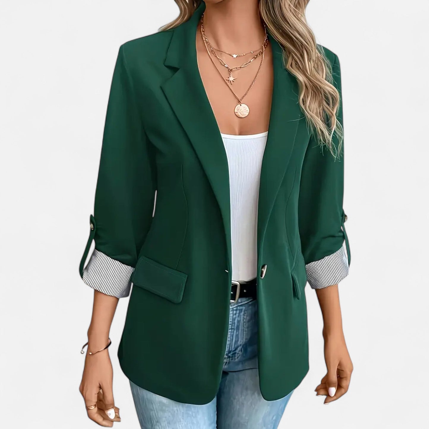 Blazer Mujer de Corte Clásico y Ajuste Regular