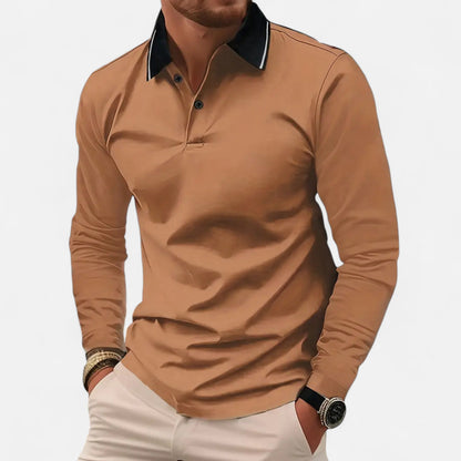 Polo Hombre Algodón Manga Larga Estilo Rugby