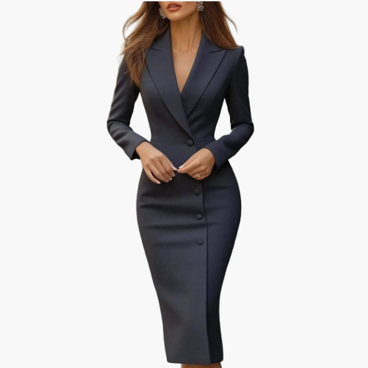 Vestido Blazer Mujer con Botones Corte Ajustado