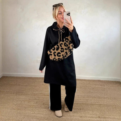 Sudadera larga mujer con capucha estilo oversized