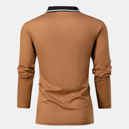 Polo Hombre Algodón Manga Larga Estilo Rugby
