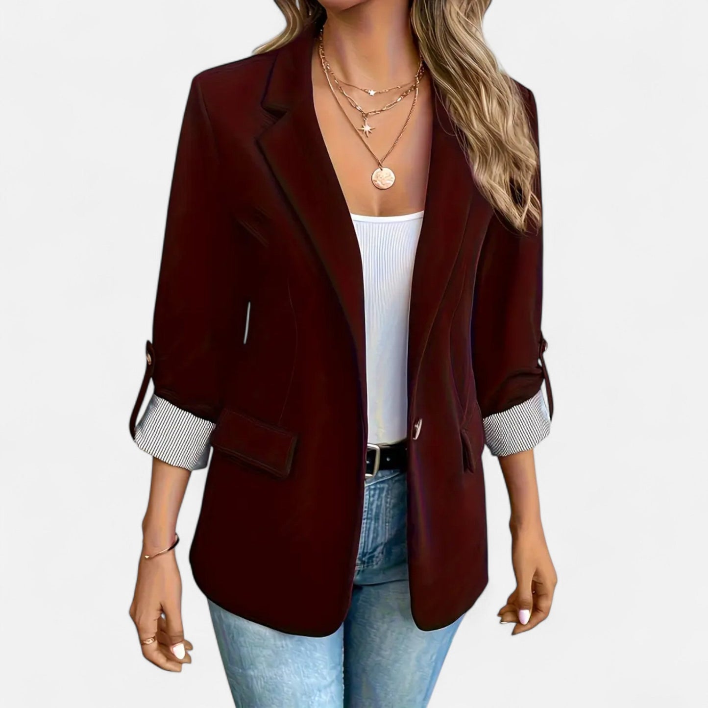 Blazer Mujer de Corte Clásico y Ajuste Regular