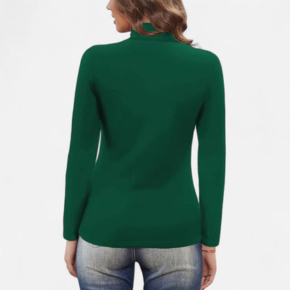 Blusa Mujer Cuello Alto Detalle Fruncido Ajuste Regular
