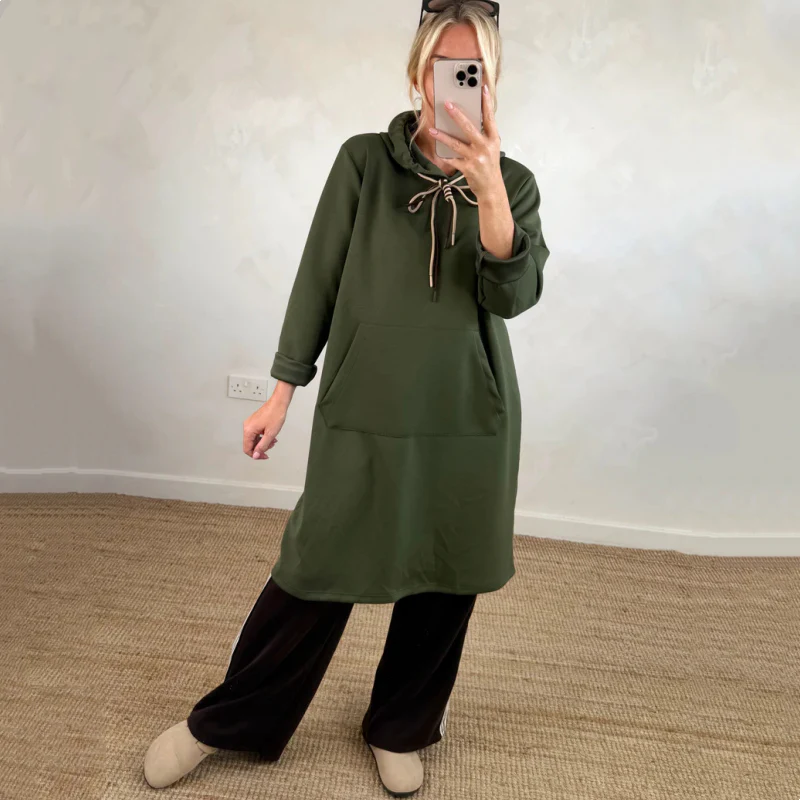 Sudadera larga mujer con capucha estilo oversized