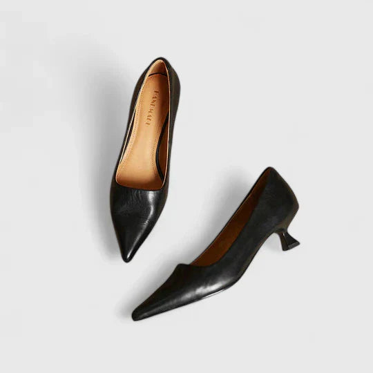 Tacones mujer ortopédicos punta fina tacón bajo cómodo