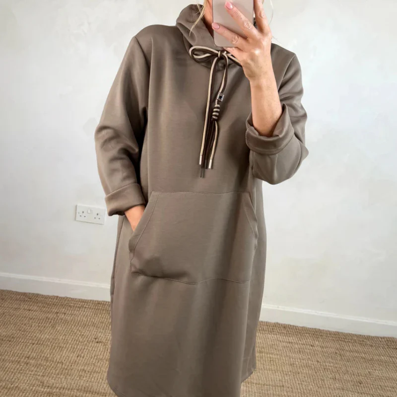 Sudadera larga mujer con capucha estilo oversized