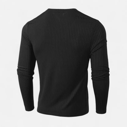 Camiseta Hombre Manga Larga Acanalada Ajuste Slim