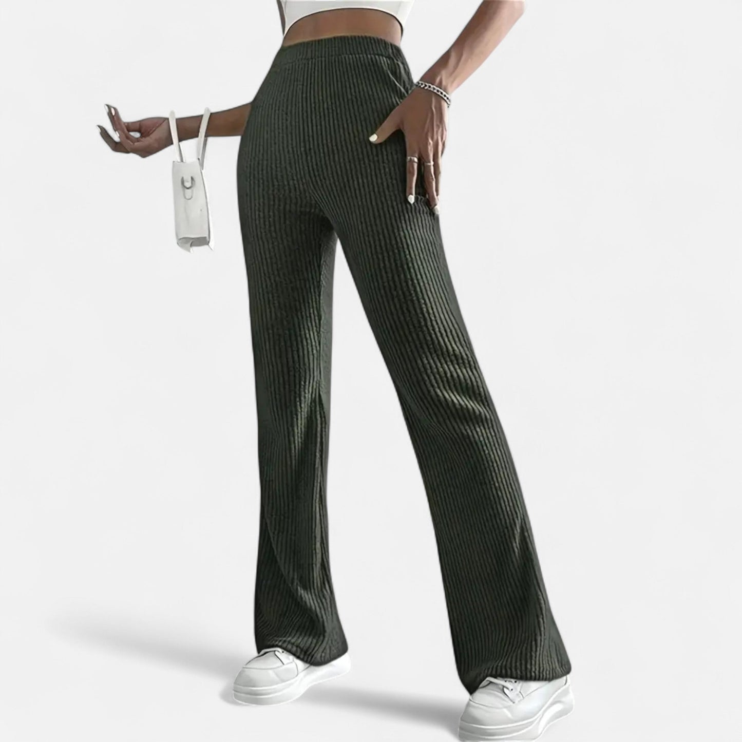 Pantalón Mujer Elegante Cintura Alta Ajustado