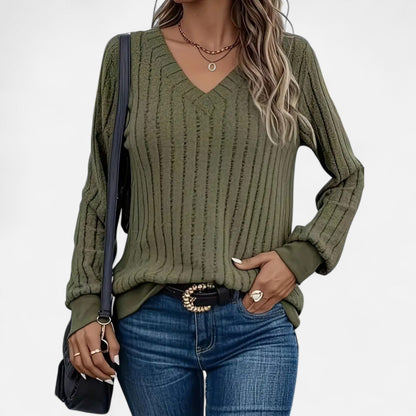 Jersey Mujer Acanalado Cuello en V