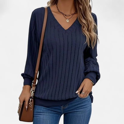 Jersey Mujer Acanalado Cuello en V