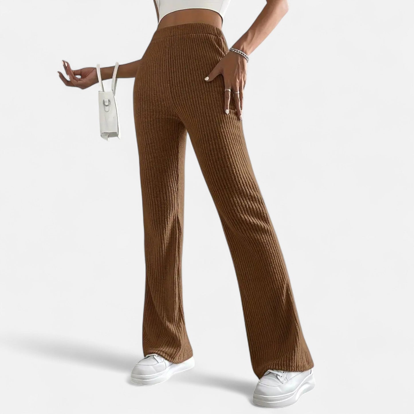 Pantalón Mujer Elegante Cintura Alta Ajustado