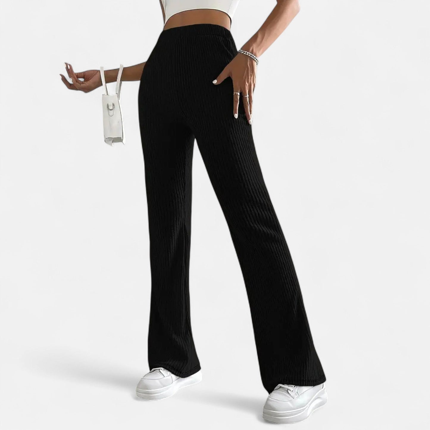 Pantalón Mujer Elegante Cintura Alta Ajustado