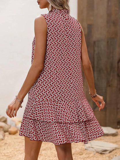 Vestido Mujer sin mangas Estampado Caída fluida