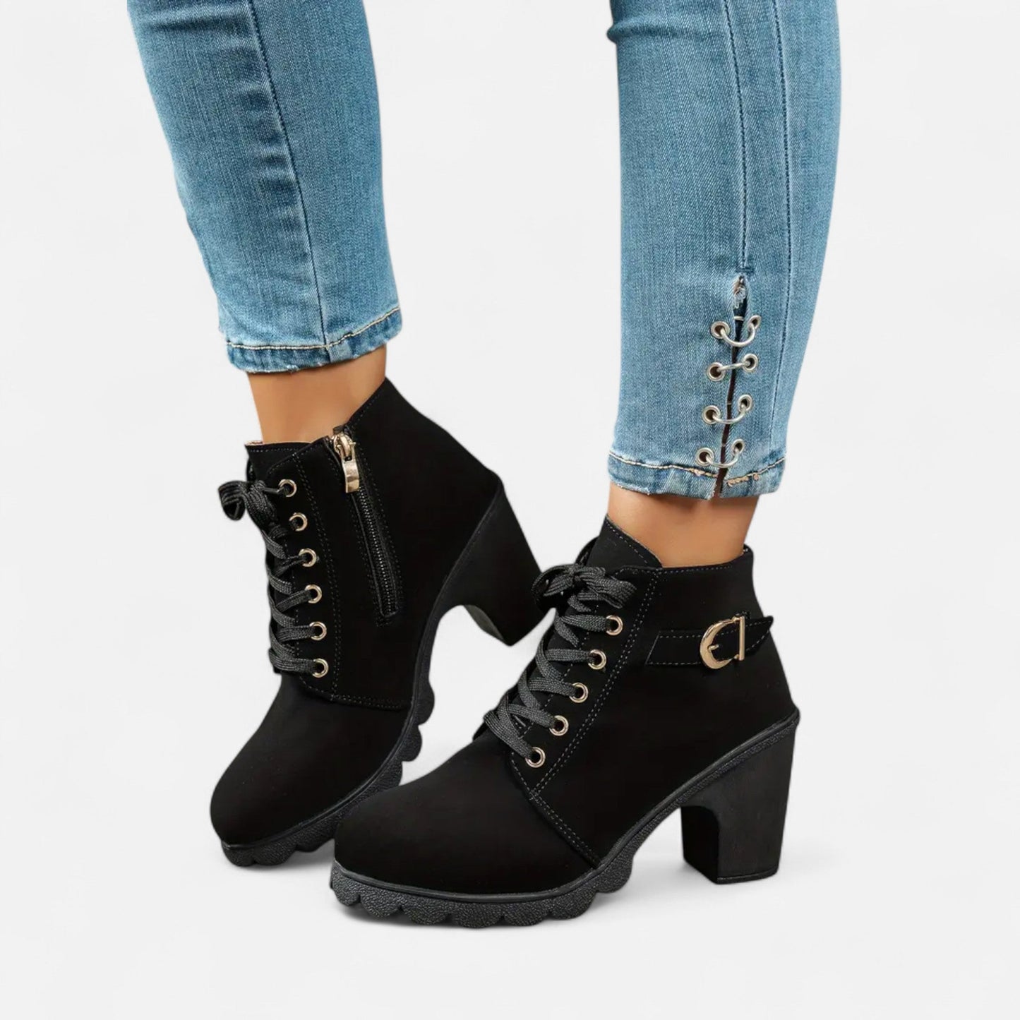 Botines Mujer Tacón de Bloque Cortos Elegantes