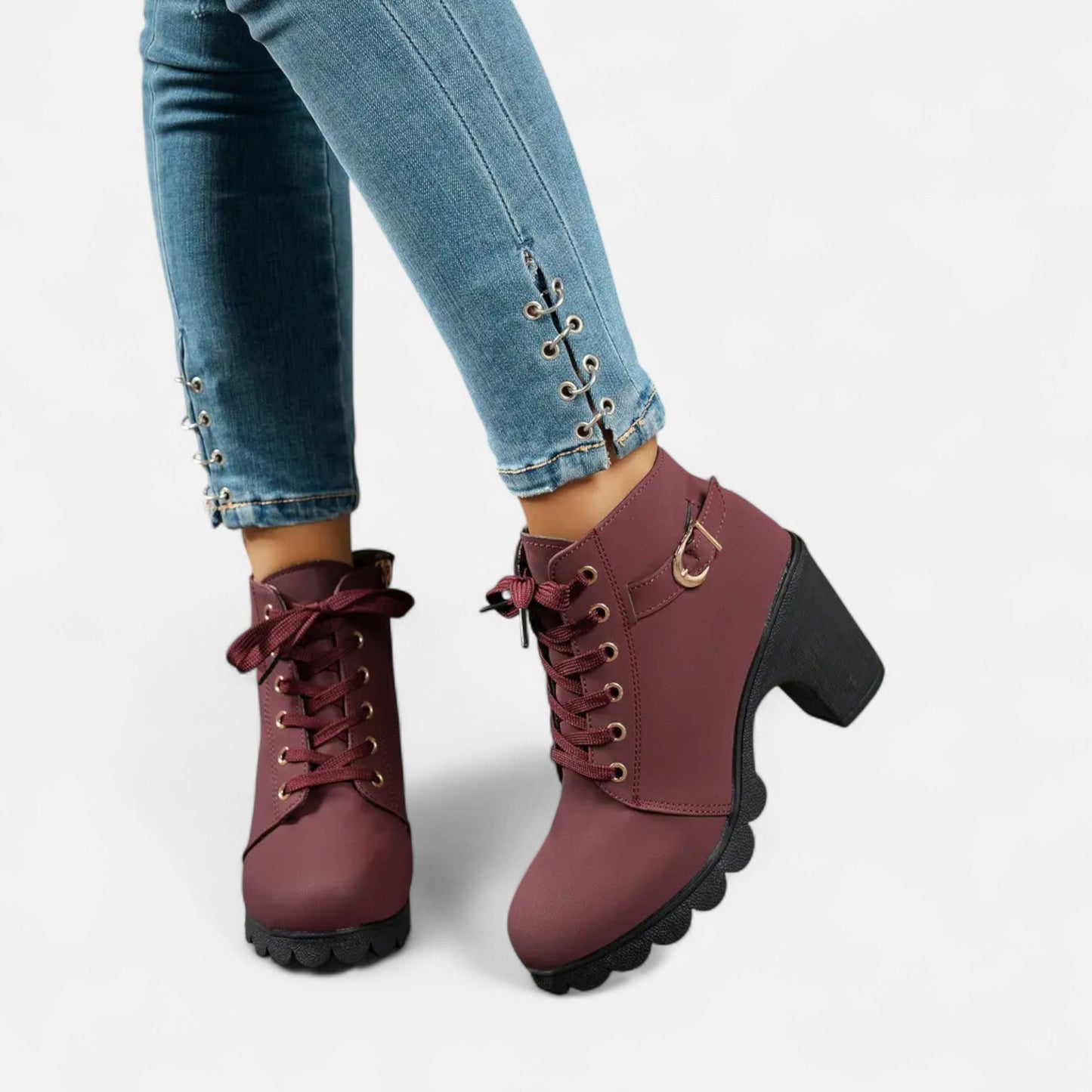 Botines Mujer Tacón de Bloque Cortos Elegantes