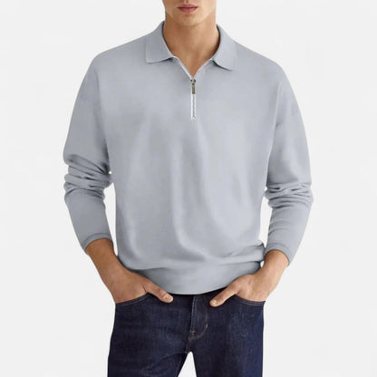 Polo Hombre Manga Larga Cremallera Estilo Clásico