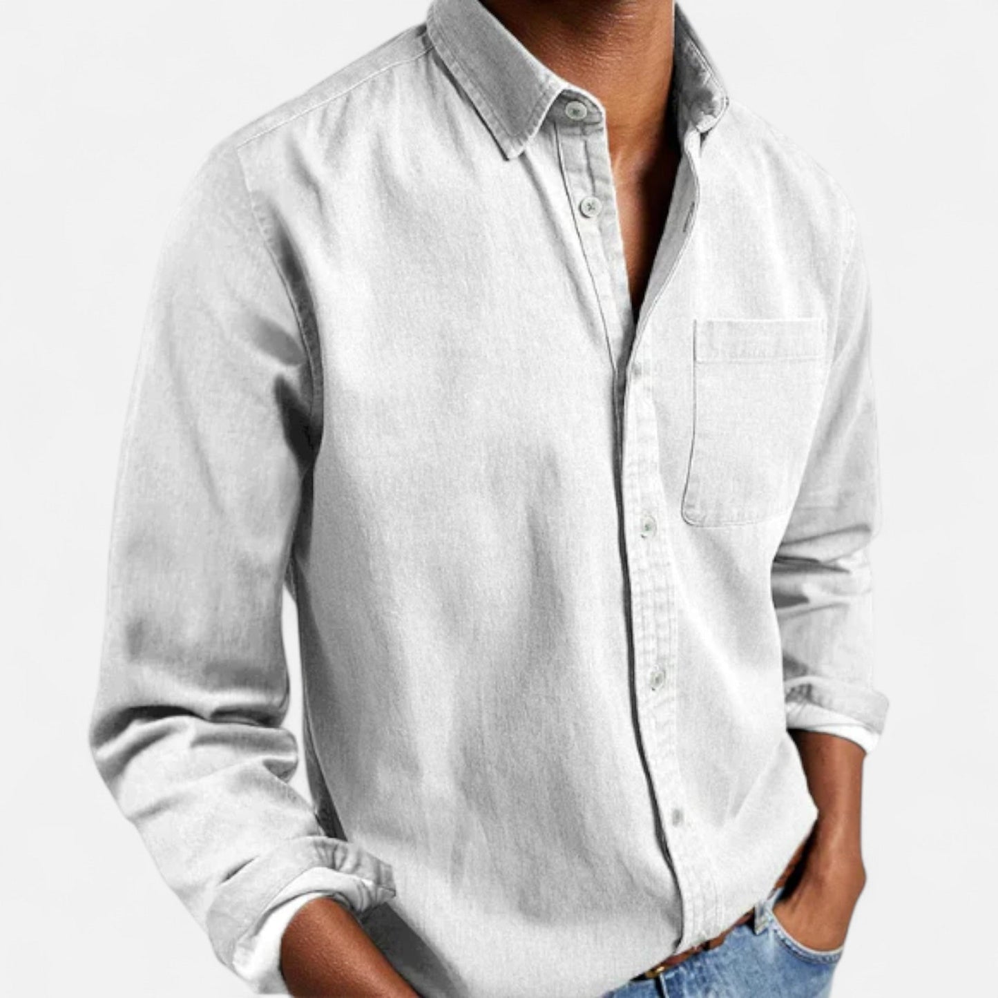 Camisa Hombre Denim Algodón Corte Clásico
