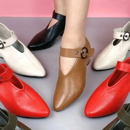 Zapatos ortopédicos mujer con correa punta fina estilo casual cómodo