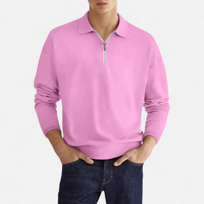 Polo Hombre Manga Larga Cremallera Estilo Clásico