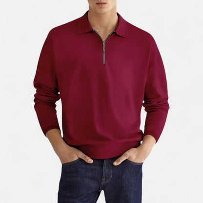 Polo Hombre Manga Larga Cremallera Estilo Clásico