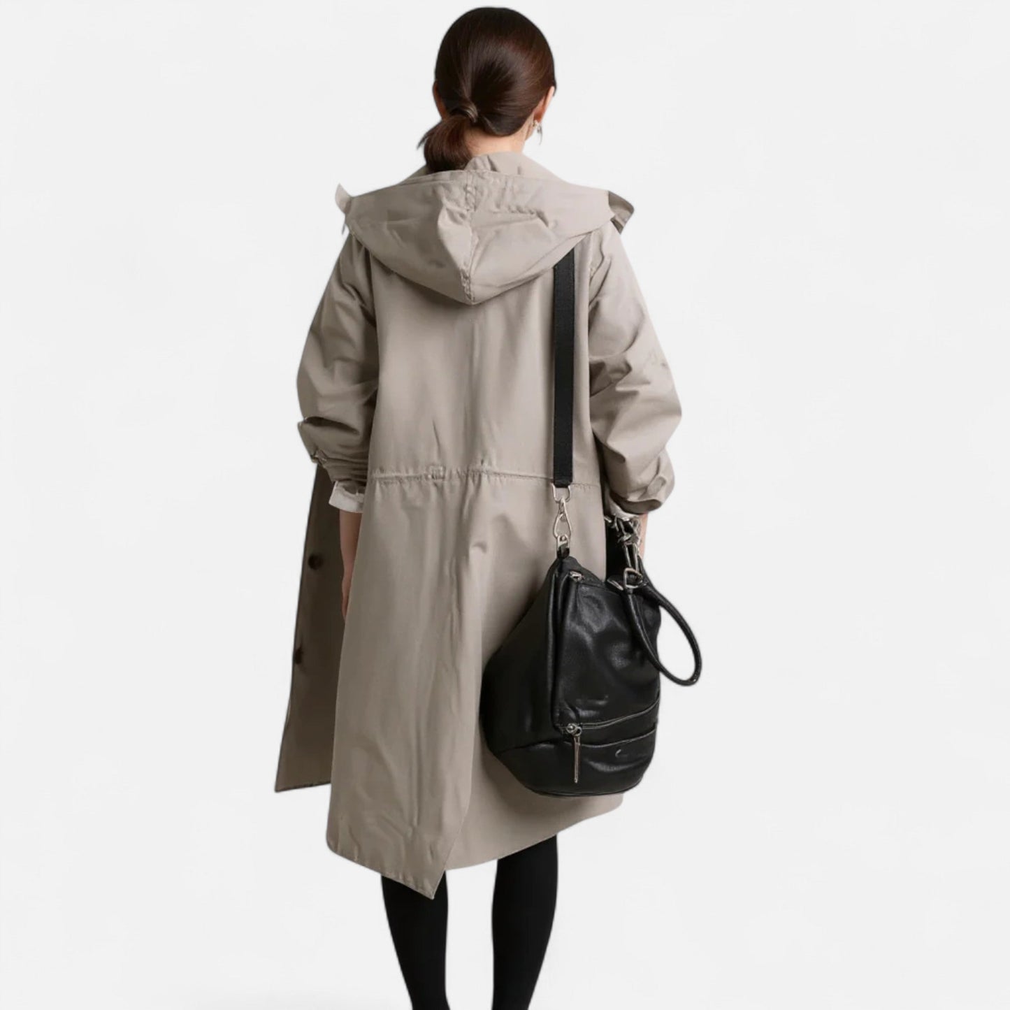 Gabardina Mujer Impermeable con Capucha Corte Atemporal