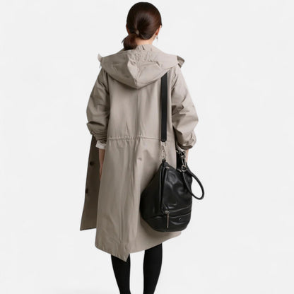 Gabardina Mujer Impermeable con Capucha Corte Atemporal