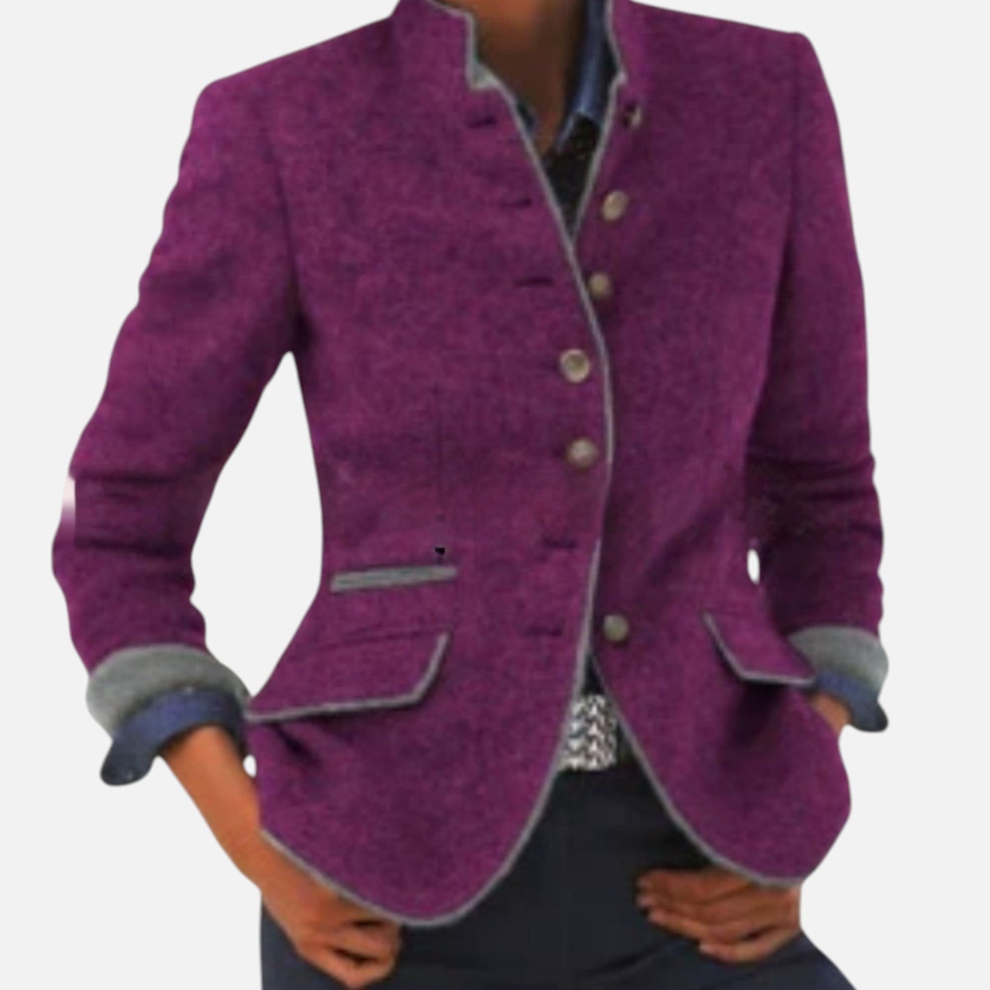 Abrigo Mujer Lana Imitación Corte Elegante Invierno