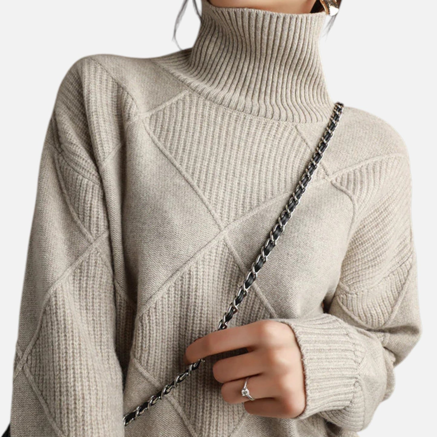 Suéter Mujer de Cachemira Cuello Alto Envolvente