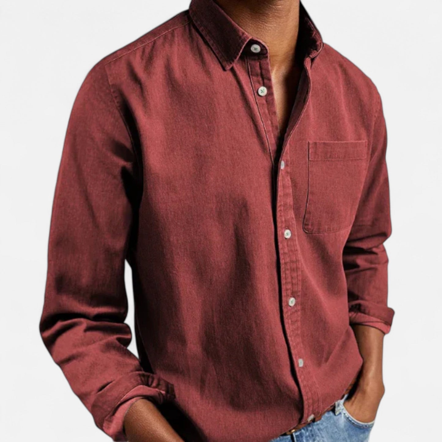 Camisa Hombre Denim Algodón Corte Clásico