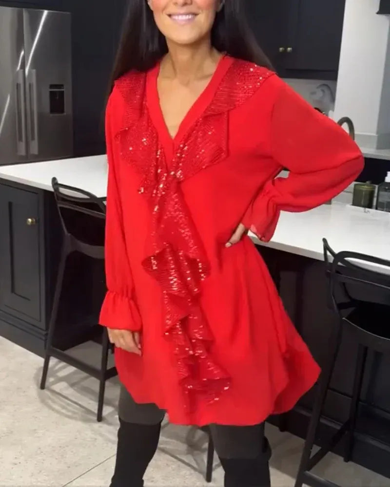 Blusa Mujer Elegante con Detalle de Volantes