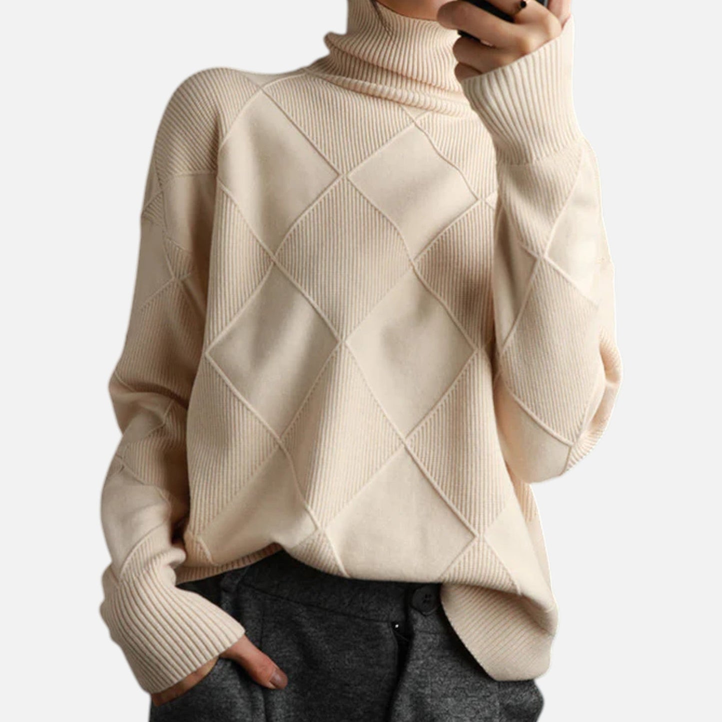 Suéter Mujer de Cachemira Cuello Alto Envolvente