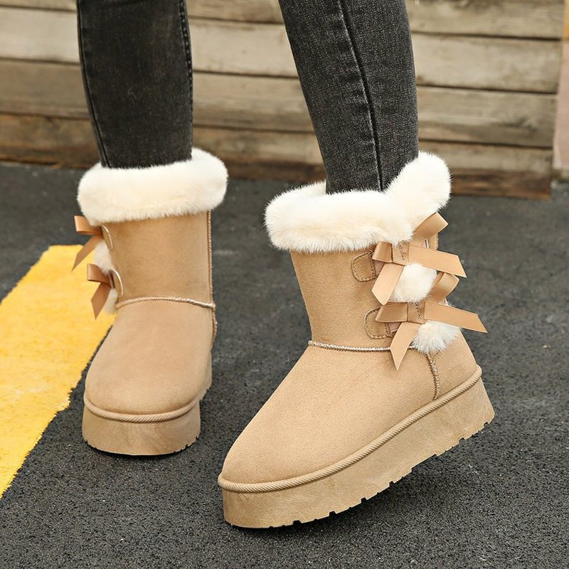 Botas nieve Mujer con lazo y forro cálido