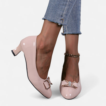 Tacones Altos Mujer con Lazo y Detalle de Cristal