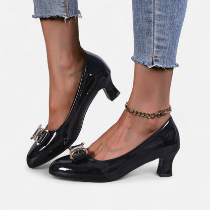 Tacones Altos Mujer con Lazo y Detalle de Cristal