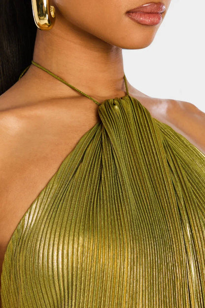 Vestido Mujer Metalizado Espalda Descubierta