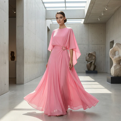 Conjunto Mujer elegante Mangas capa Pantalón fluido