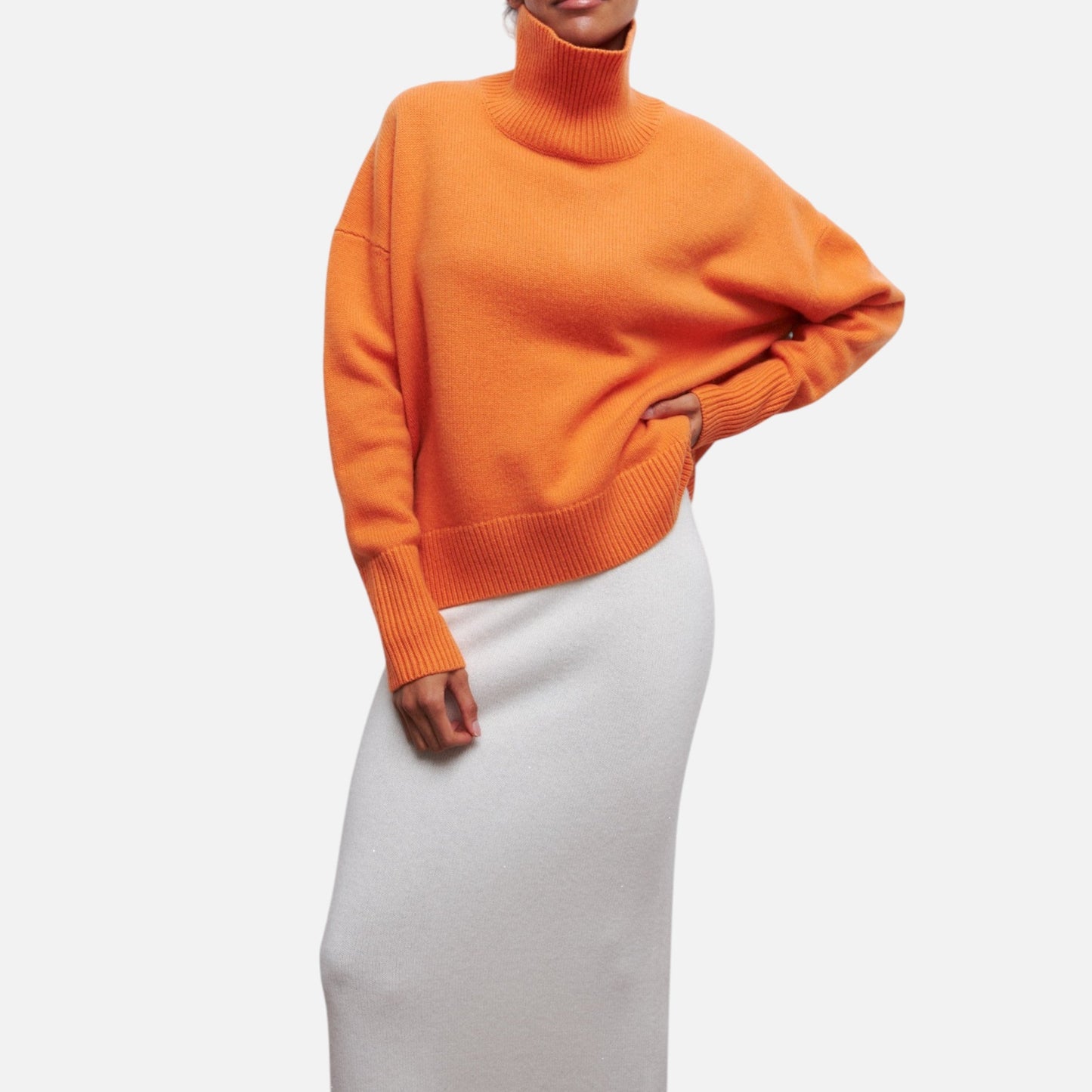 Jersey Mujer Invierno Cuello Alto Corte Suelto