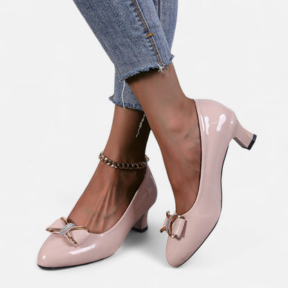 Tacones Altos Mujer con Lazo y Detalle de Cristal