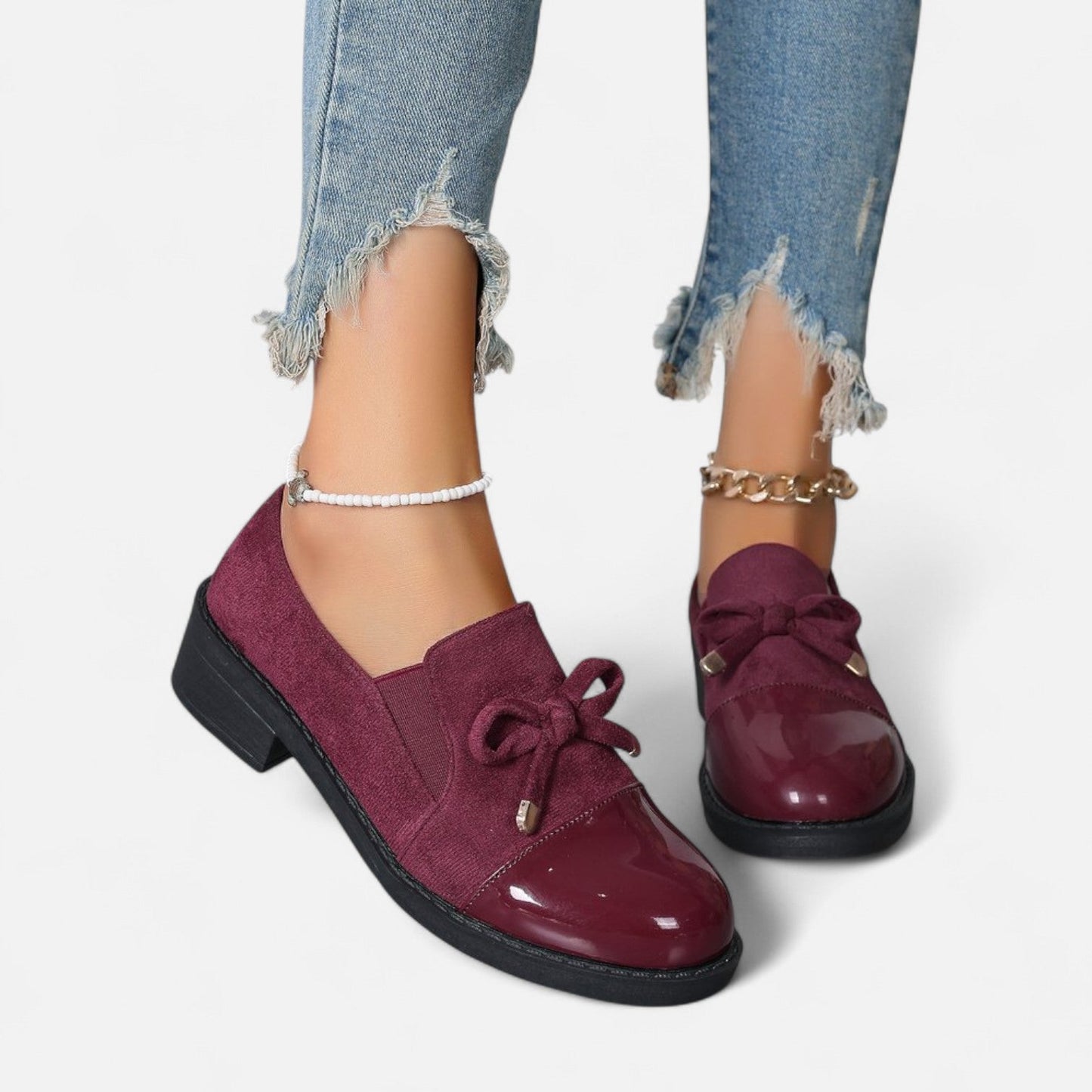 Mocasines Mujer Estilo Retro Detalle Lazo