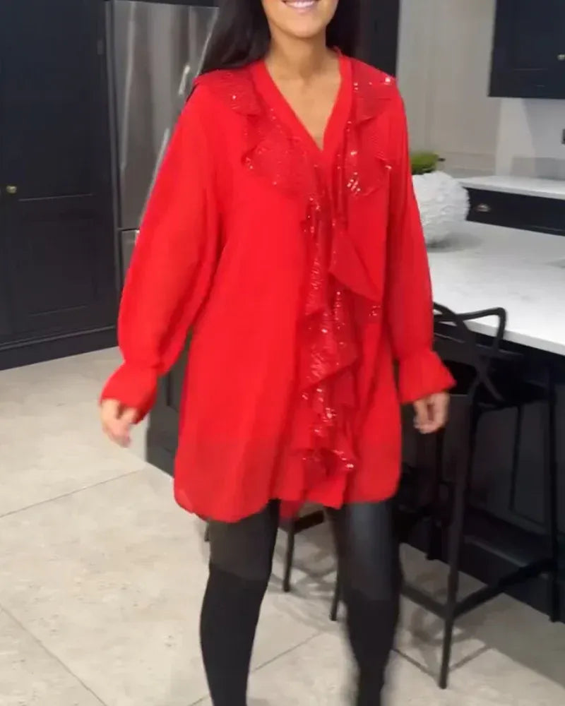 Blusa Mujer Elegante con Detalle de Volantes