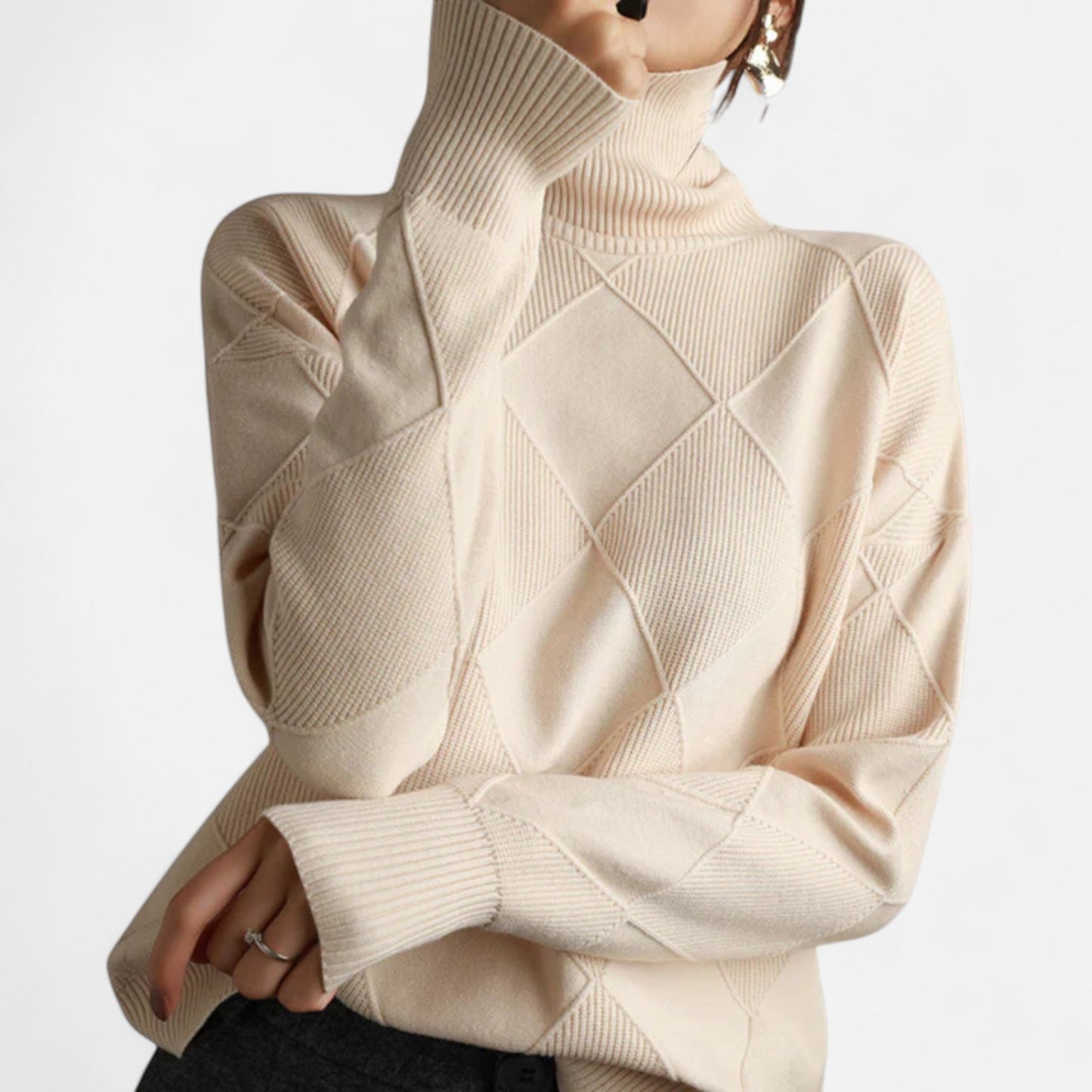 Suéter Mujer de Cachemira Cuello Alto Envolvente
