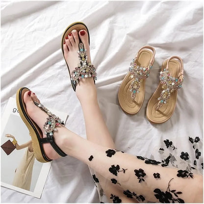Sandalias Mujer con Diseño Artesanal y Detalle Joya