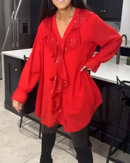 Blusa Mujer Elegante con Detalle de Volantes