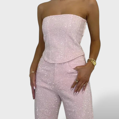 Conjunto Mujer Brillante Jeans Cintura Alta