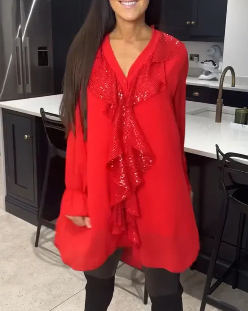 Blusa Mujer Elegante con Detalle de Volantes