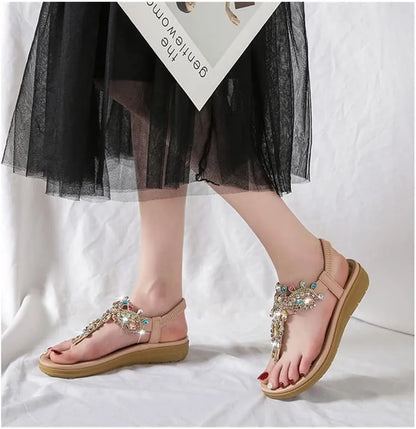 Sandalias Mujer con Diseño Artesanal y Detalle Joya