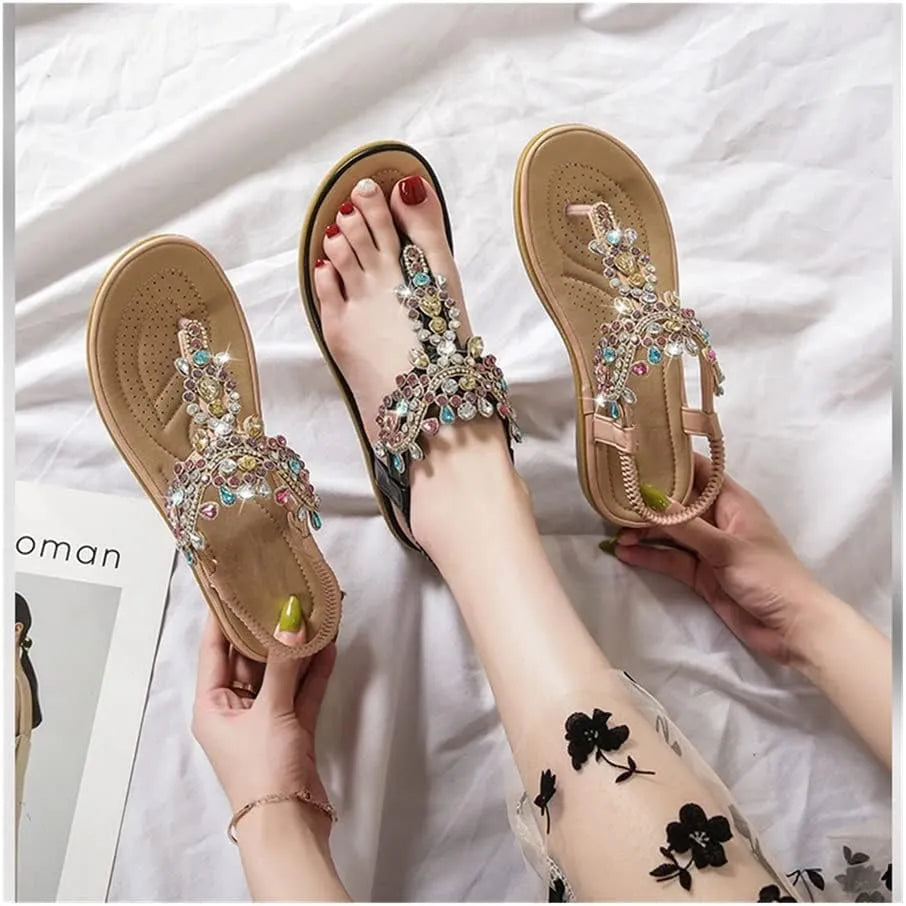 Sandalias Mujer con Diseño Artesanal y Detalle Joya