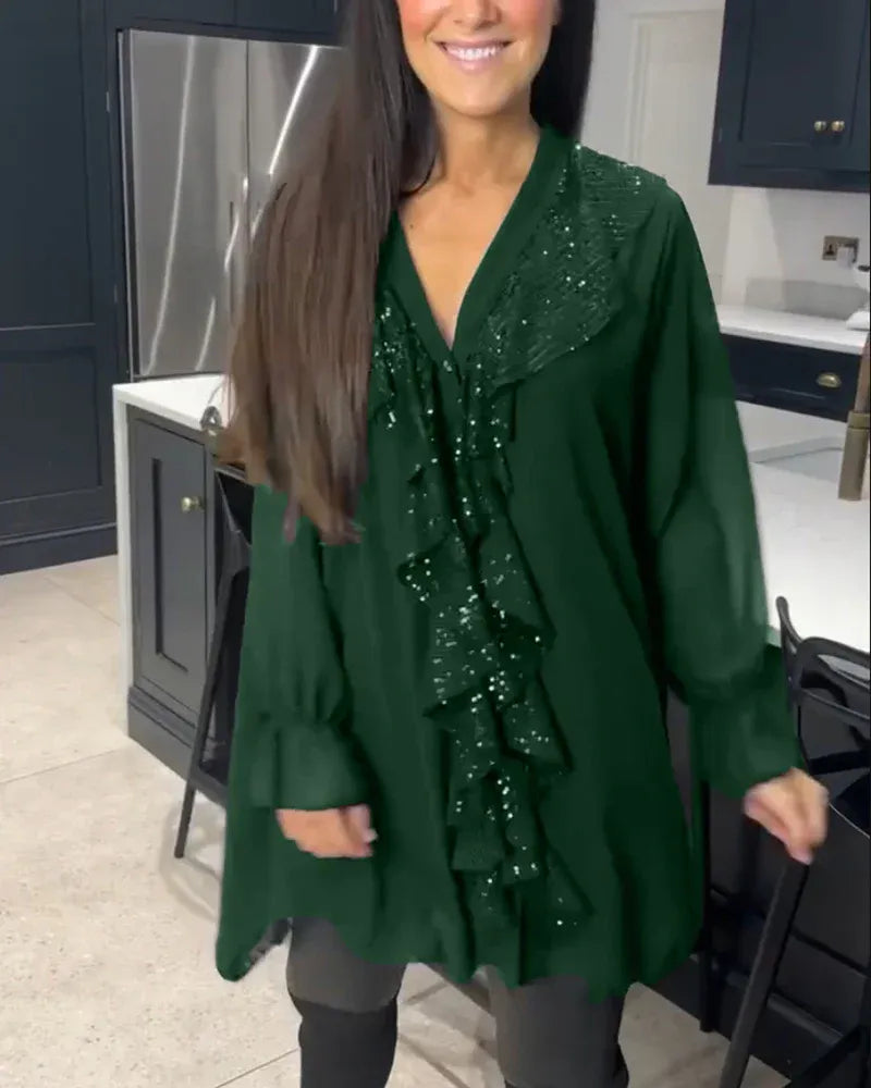 Blusa Mujer Elegante con Detalle de Volantes